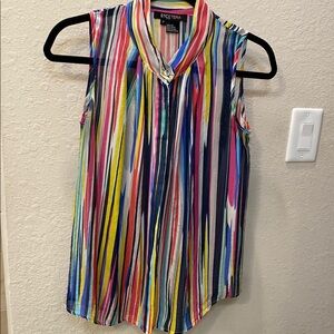 Etcetera Pleated Red and Pink Sleeveless Tunic